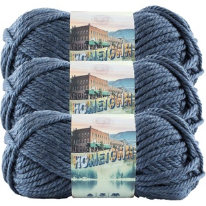 Lion Brand Yarn Hometown Yarn, Super-Bulky Yarn for Knitting, Crocheting, and Crafting, 3 Pack, Syracuse Orange | Super Bulky Acrylic Fiber for Warm Crochet Blankets, Knit Winter Hats, Chunky Cardigans, Soft Scarves, Weaving(Washington Denim)
