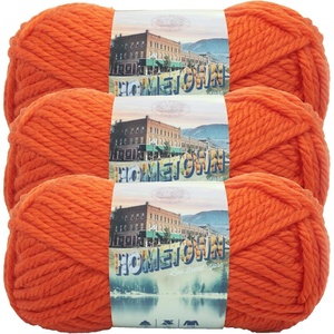 Lion Brand Yarn Hometown Yarn, Super-Bulky Yarn for Knitting, Crocheting, and Crafting, 3 Pack, Syracuse Orange | Super Bulky Acrylic Fiber for Warm Crochet Blankets, Knit Winter Hats, Chunky Cardigans, Soft Scarves, Weaving(Syracuse Orange)