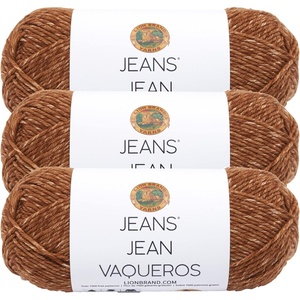 Lion Brand Yarn Jeans Yarn, Soft Yarn for Knitting and Crocheting, Yarn for Crafts, 3-Pack, Top Stitch