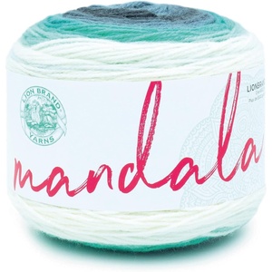 Lion Brand Yarn, Mandala DK Lightweight Yarn for Knitting, Crochet, and Crafts, Cupid, 3 Pack, Self-Striping Acrylic Fiber for Baby Blankets, Multicolor Shawls and Variegated Cardigans(Genie)