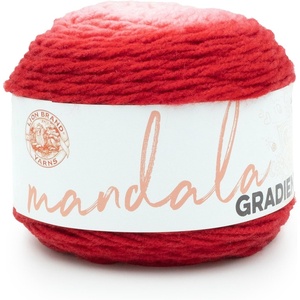 Lion Brand Yarn Mandala Gradient, Multicolor Yarn for Knitting, Crochet and Crafting, Red, 1 Pack | Self Striping Ombre Yarn for Worsted Weight Knit Blankets, Soft Crochet Scarves, Acrylic Sweaters, Colorful Crafts(Red)