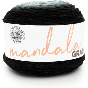 Lion Brand Yarn Mandala Gradient, Multicolor Yarn for Knitting, Crochet and Crafting, Red, 1 Pack | Self Striping Ombre Yarn for Worsted Weight Knit Blankets, Soft Crochet Scarves, Acrylic Sweaters, Colorful Crafts(Black)
