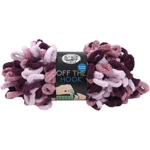 Lion Brand Yarn Off the Hook Yarn, Bulky No-Needle Craft Yarn for Crocheting, Hand-Knitting, 3-Pack, Lemon Drop(Grape Soda)