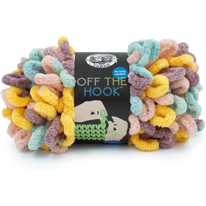 Lion Brand Yarn Off the Hook Yarn, Bulky No-Needle Craft Yarn for Crocheting, Hand-Knitting, 3-Pack, Lemon Drop(Jelly Beans)