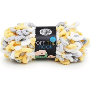 Lion Brand Yarn Off the Hook Yarn, Bulky No-Needle Craft Yarn for Crocheting, Hand-Knitting, 3-Pack, Lemon Drop(Lemon Drop)