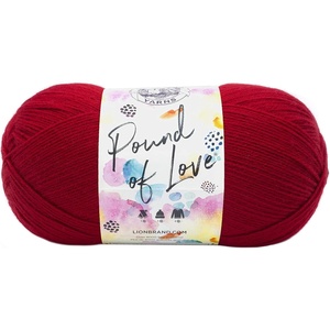 Lion Brand Yarn Pound of Love, Large Value Yarn for Knitting, Crochet, and Crafts, Vanilla, 1 Pack(Cherry)