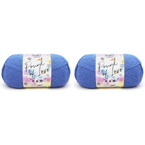 Lion Brand Yarn Pound of Love, Value Yarn, Large Yarn for Knitting and Crochet, Cerise, 1 Pack(Azul)