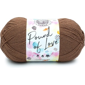 Lion Brand Yarn Pound of Love, Value Yarn, Large Yarn for Knitting and Crochet, Cerise, 1 Pack(Mocha)