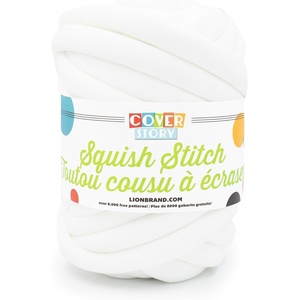 Lion Brand Yarn, Super Bulky Blanket Cover Story Squish Stitch Yarn for Knitting and Crochet, Navy Peony, 1 Pack(Cloud White)