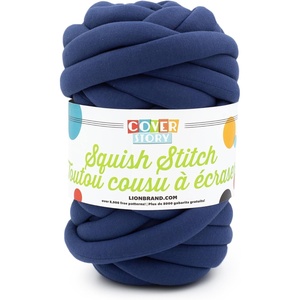 Lion Brand Yarn, Super Bulky Blanket Cover Story Squish Stitch Yarn for Knitting and Crochet, Navy Peony, 1 Pack(Navy Peony)