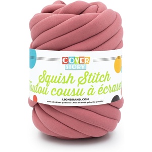 Lion Brand Yarn, Super Bulky Blanket Cover Story Squish Stitch Yarn for Knitting and Crochet, Navy Peony, 1 Pack(Pink Rose)