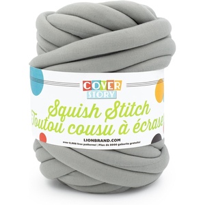 Lion Brand Yarn, Super Bulky Blanket Cover Story Squish Stitch Yarn for Knitting and Crochet, Navy Peony, 1 Pack(Space Grey)