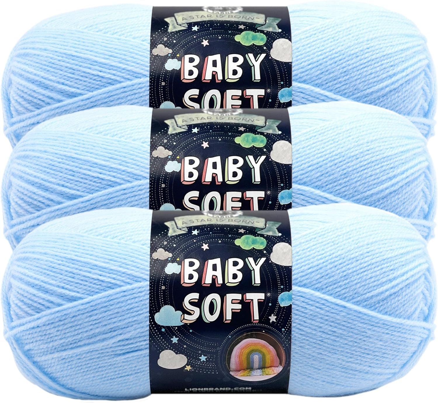 image:image1 Skein Lion Brand Yarn Babysoft Baby Yarn Yarn Sweet PeaLittle Boy Blue Multicolor