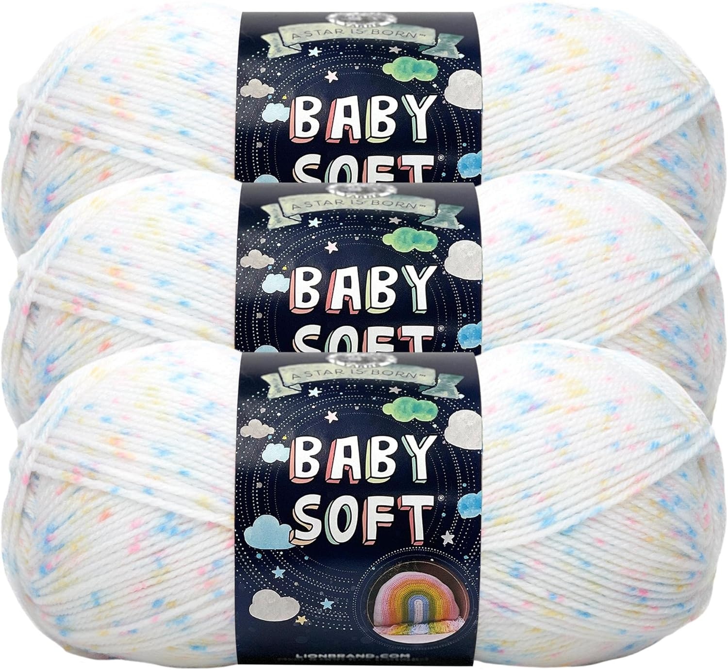 image:image1 Skein Lion Brand Yarn Babysoft Baby Yarn Yarn Sweet PeaTwinkle Print