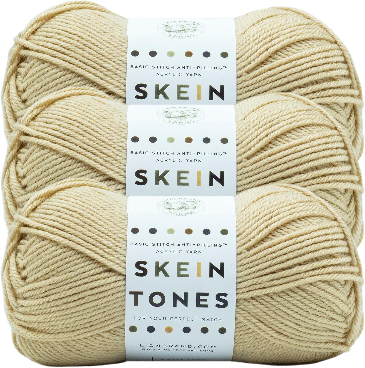 image:image1 Skein Lion Brand Yarn Basic Stitch Anti Pilling Yarn FairviewAlmond