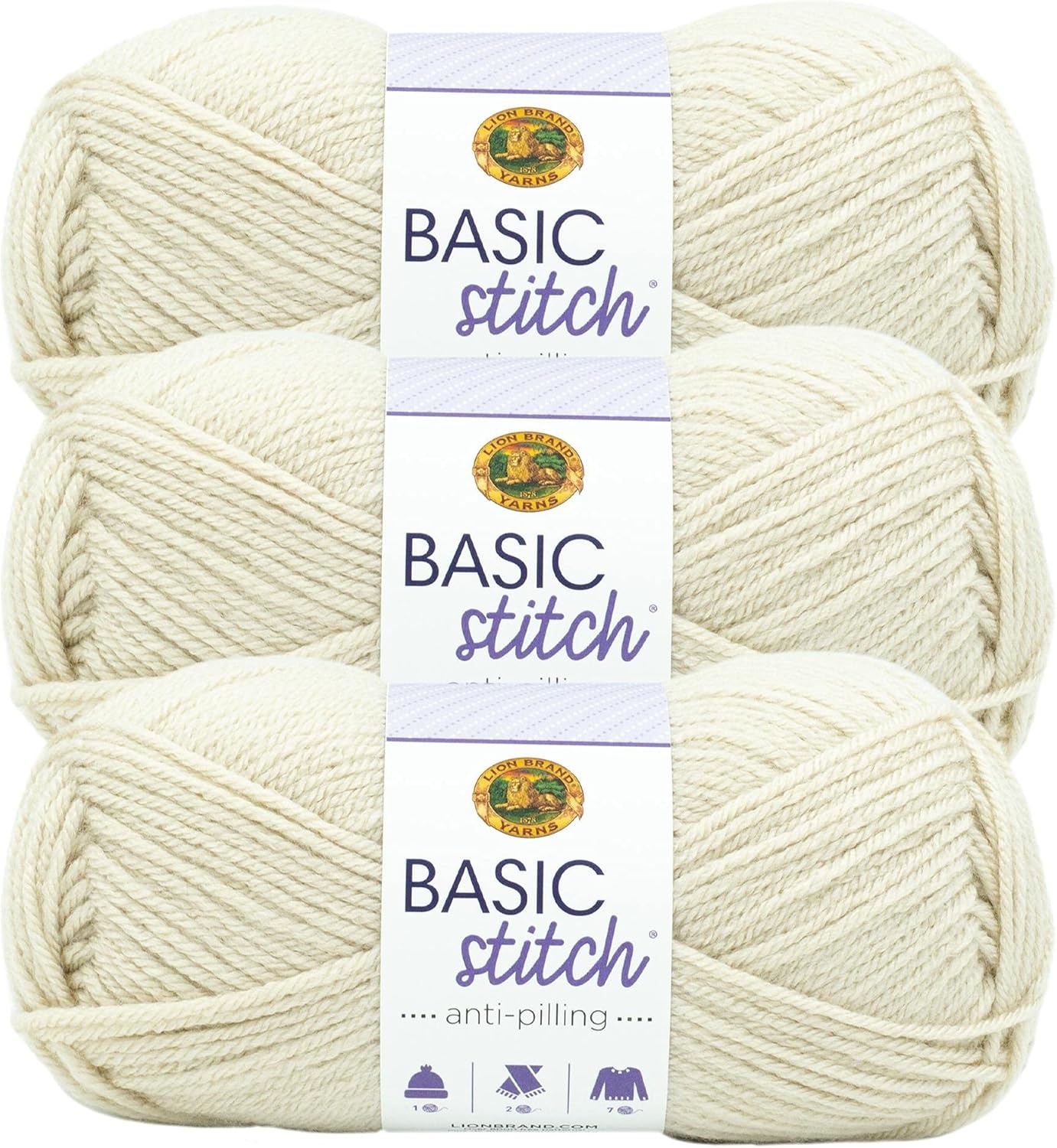 image:image1 Skein Lion Brand Yarn Basic Stitch Anti Pilling Yarn FairviewBeige Heather