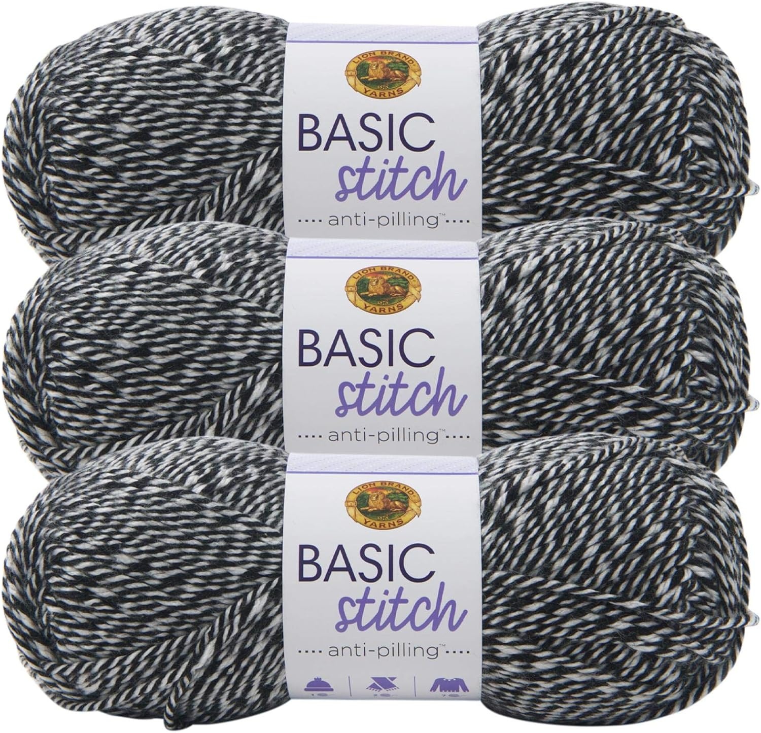image:image1 Skein Lion Brand Yarn Basic Stitch Anti Pilling Yarn FairviewBlackWhite