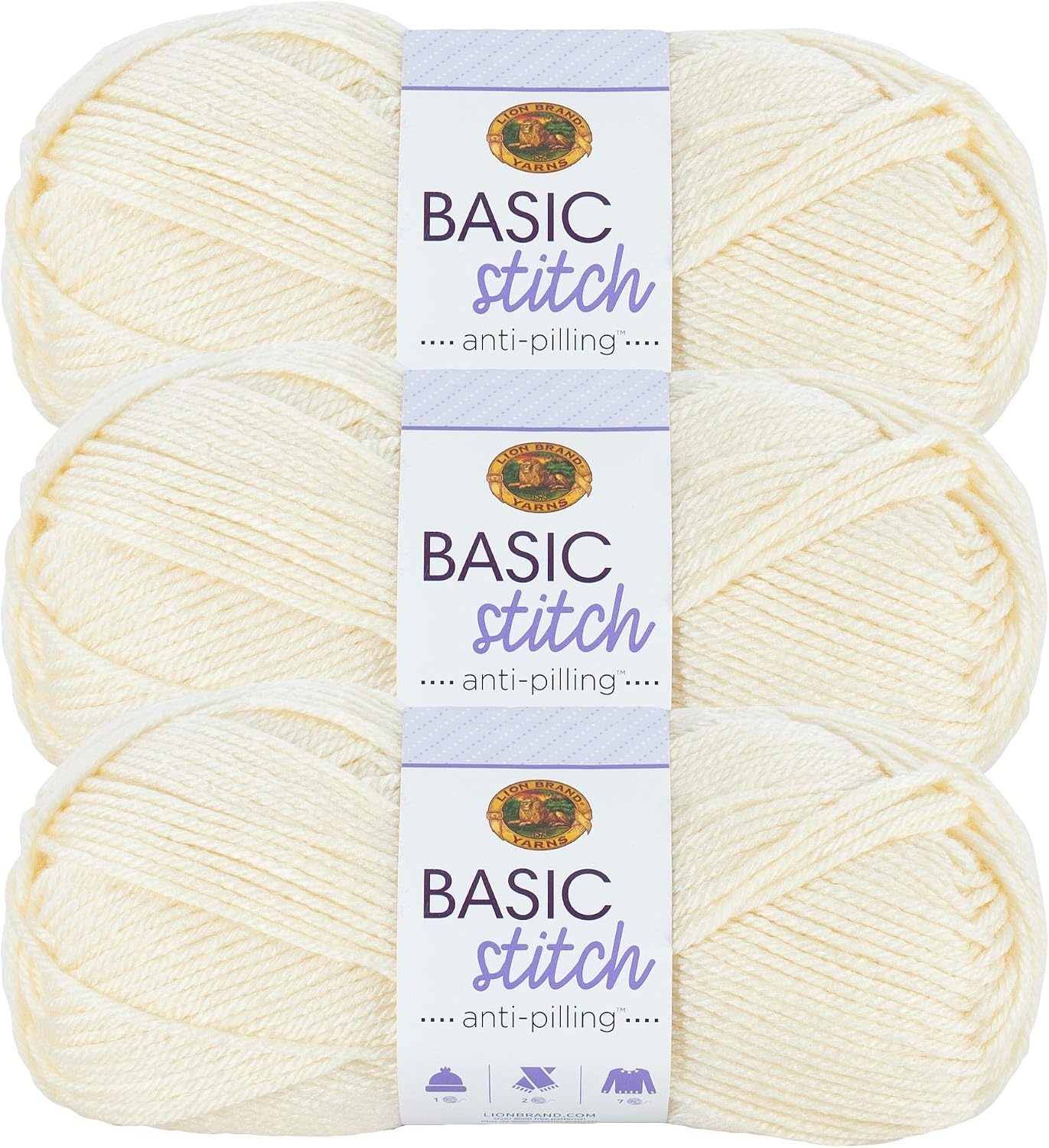 image:image1 Skein Lion Brand Yarn Basic Stitch Anti Pilling Yarn FairviewEcru
