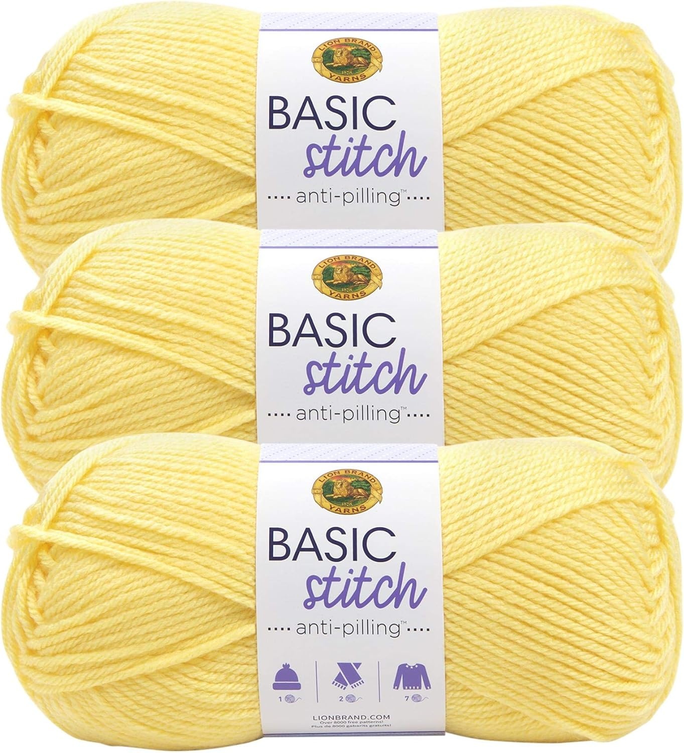 image:image1 Skein Lion Brand Yarn Basic Stitch Anti Pilling Yarn FairviewLemonade