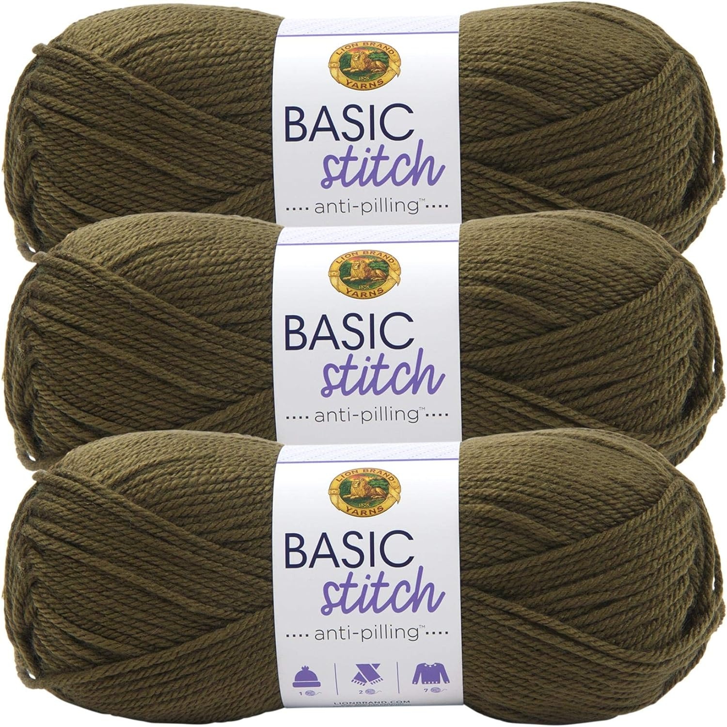image:image1 Skein Lion Brand Yarn Basic Stitch Anti Pilling Yarn FairviewOlive