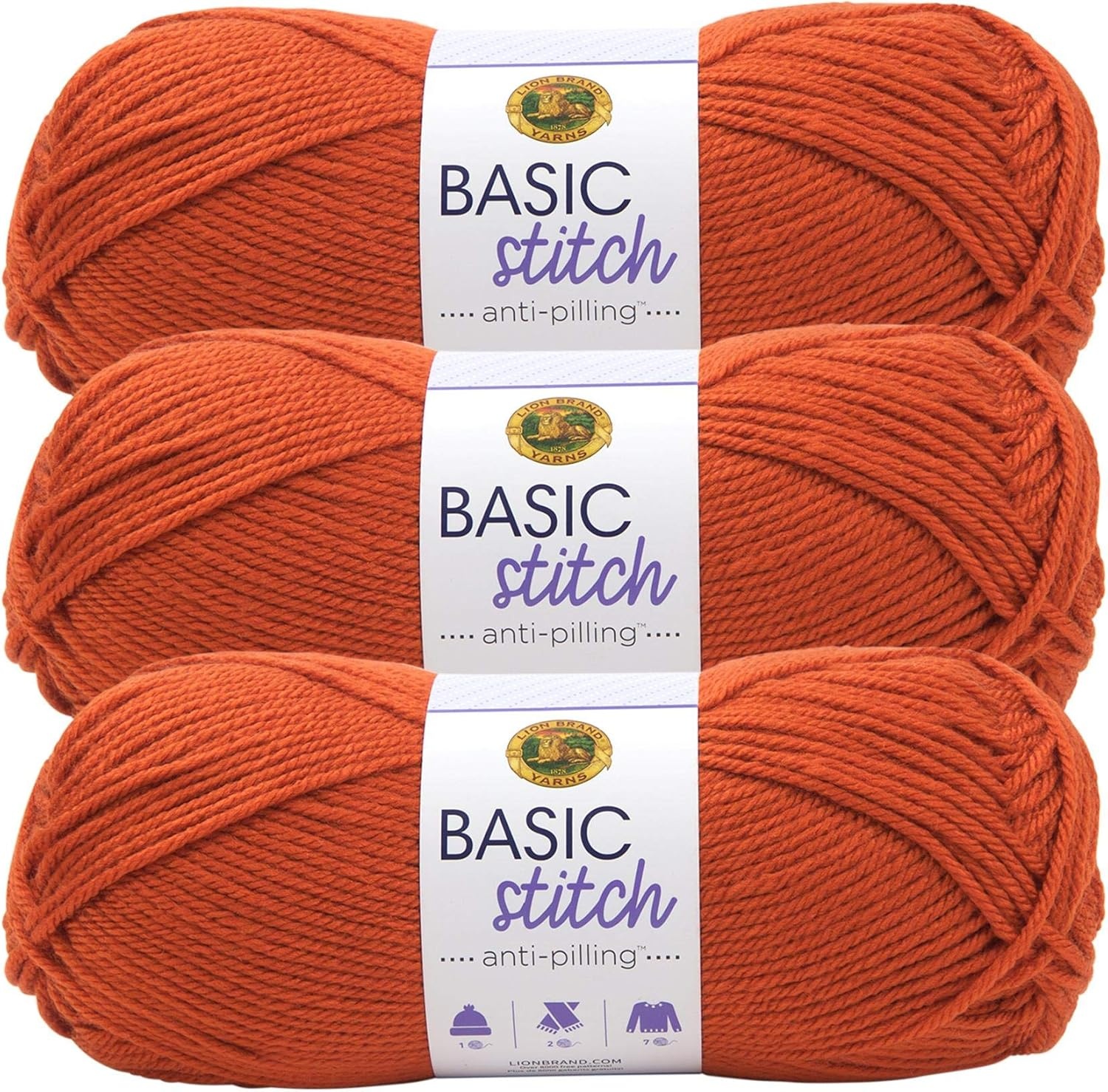image:image1 Skein Lion Brand Yarn Basic Stitch Anti Pilling Yarn FairviewPumpkin