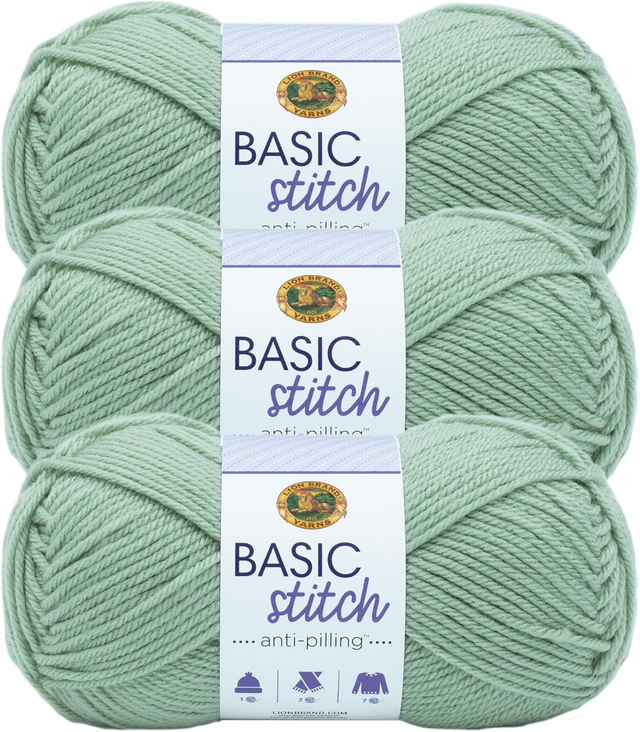 image:image1 Skein Lion Brand Yarn Basic Stitch Anti Pilling Yarn FairviewSage