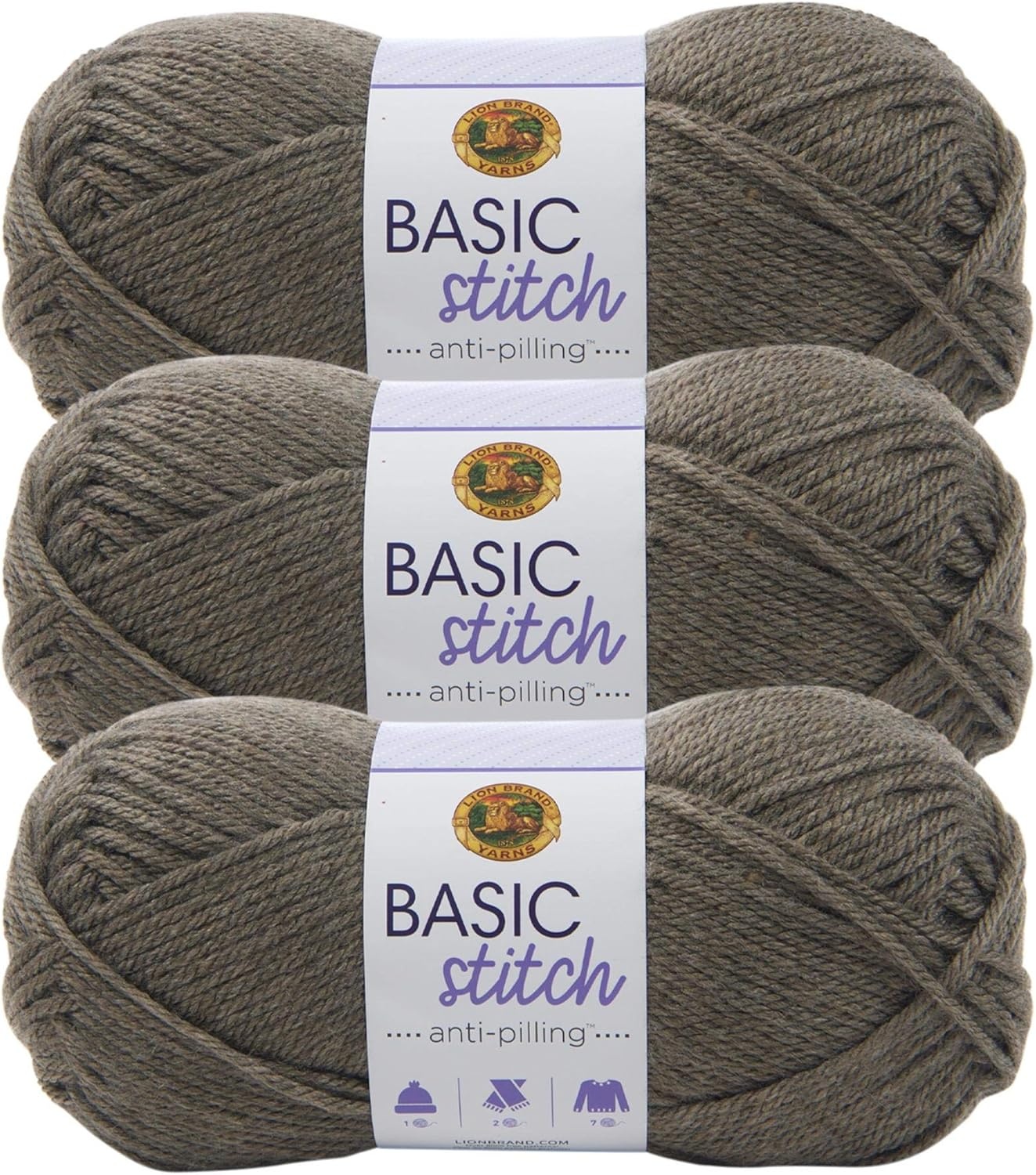 image:image1 Skein Lion Brand Yarn Basic Stitch Anti Pilling Yarn FairviewTaupe Heather