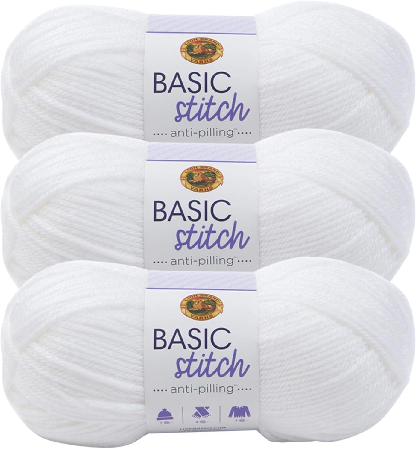 image:image1 Skein Lion Brand Yarn Basic Stitch Anti Pilling Yarn FairviewWhite