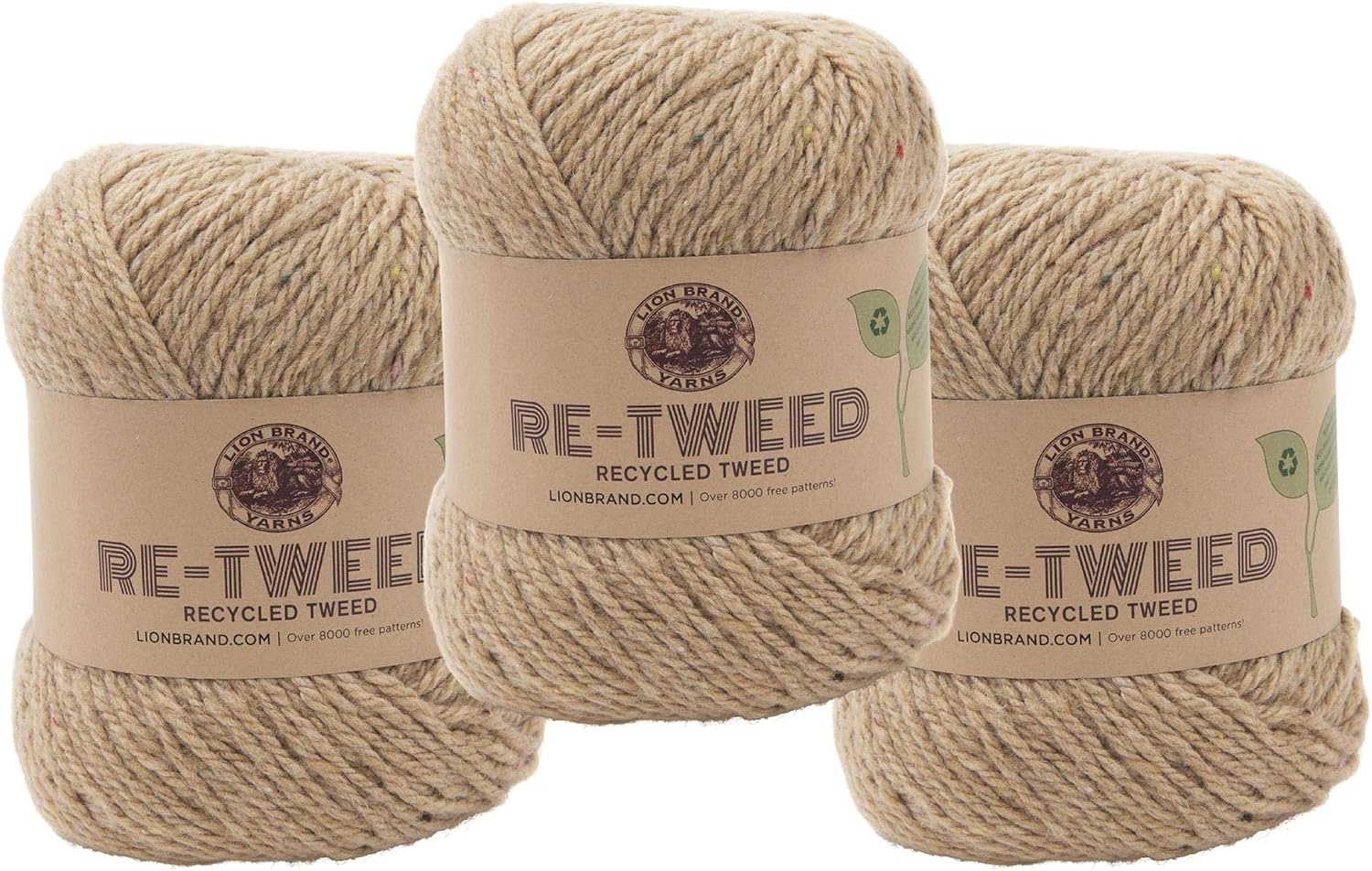 image:image1 Skein Lion Brand Yarn ReTweed Yarn HayPeanut Butter