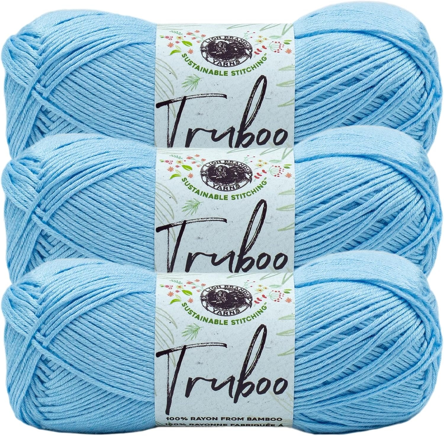 image:image1 Skein Lion Brand Yarn Truboo Yarn Light PinkLight Blue
