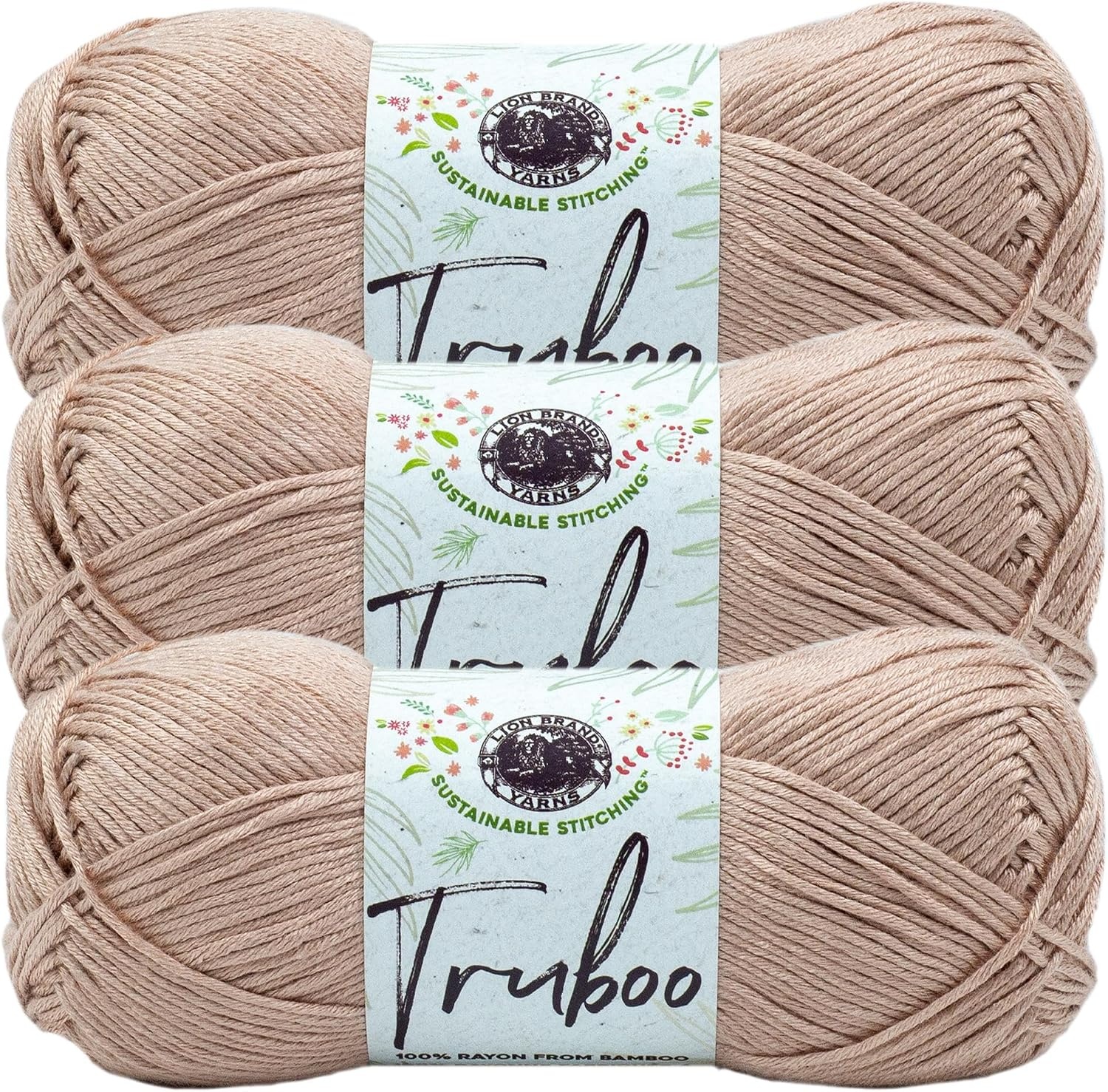 image:image1 Skein Lion Brand Yarn Truboo Yarn WhiteTan