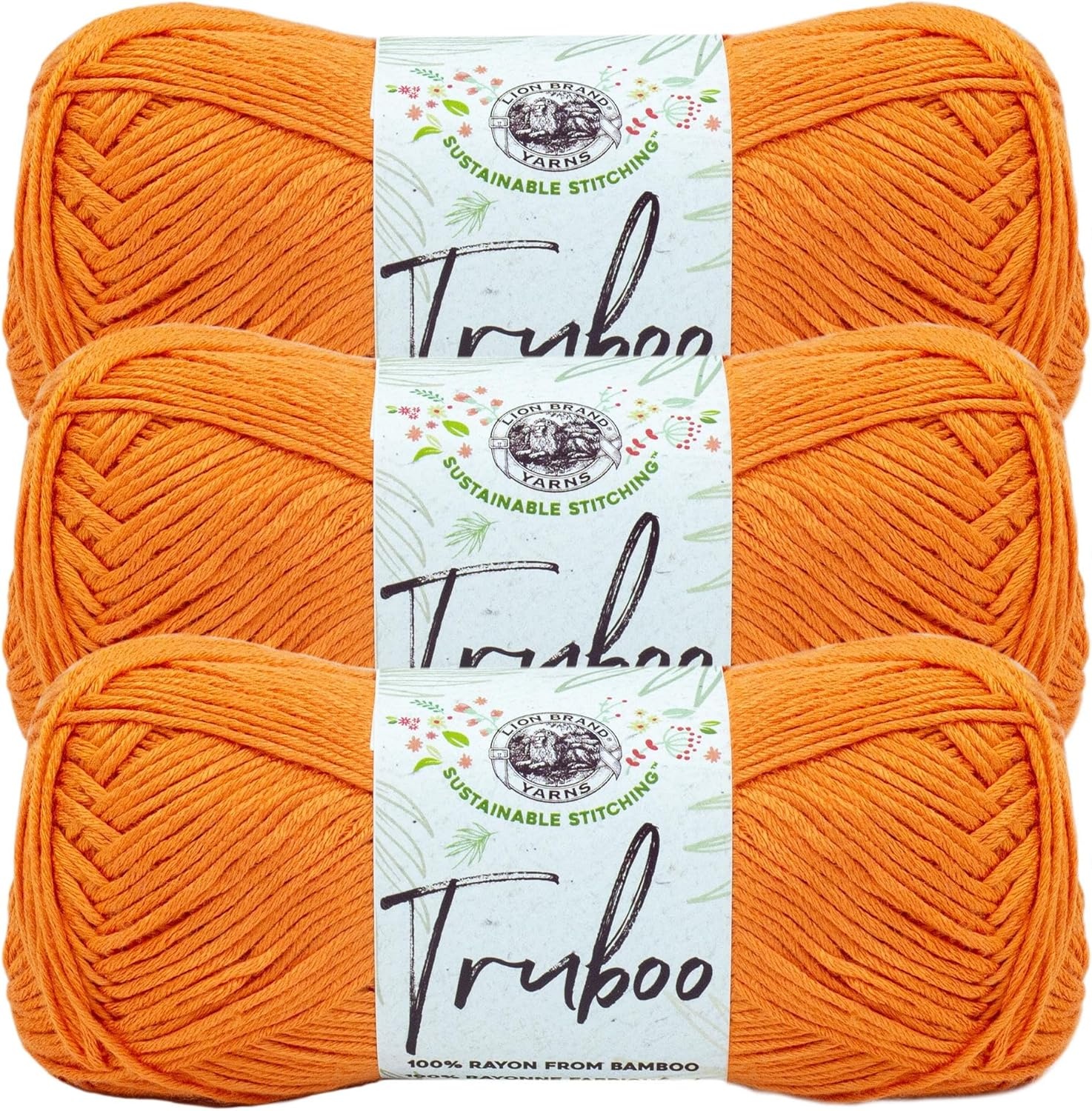 image:image1 Skein Lion Brand Yarn Truboo Yarn WhiteTangerine