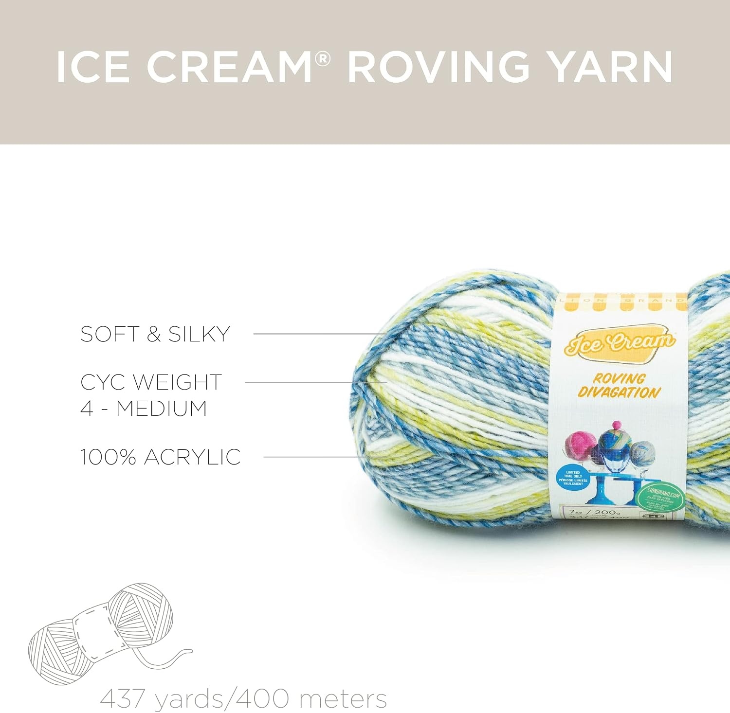 image:image3 Pack Lion Brand Yarn Ice Cream Roving Stripes Yarn Razzles