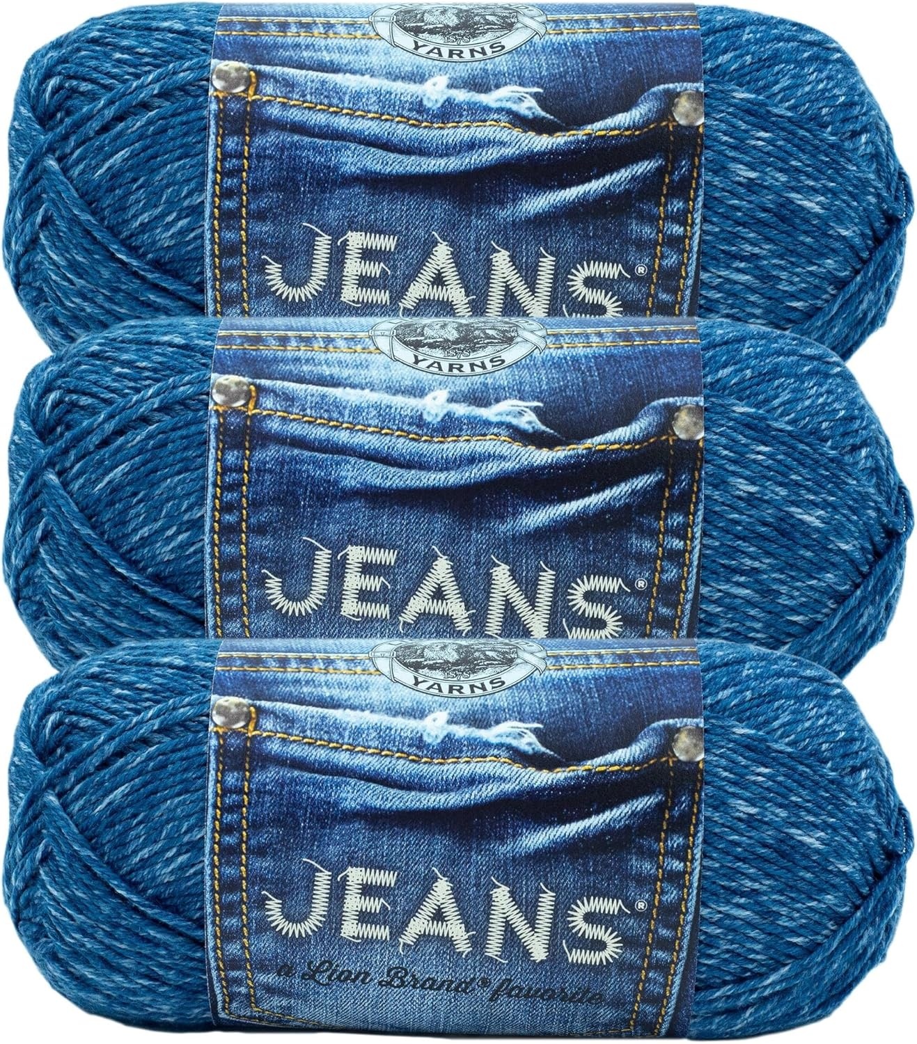 image:image3 Pack Lion Brand Yarn Jeans Yarn B NewStonewash