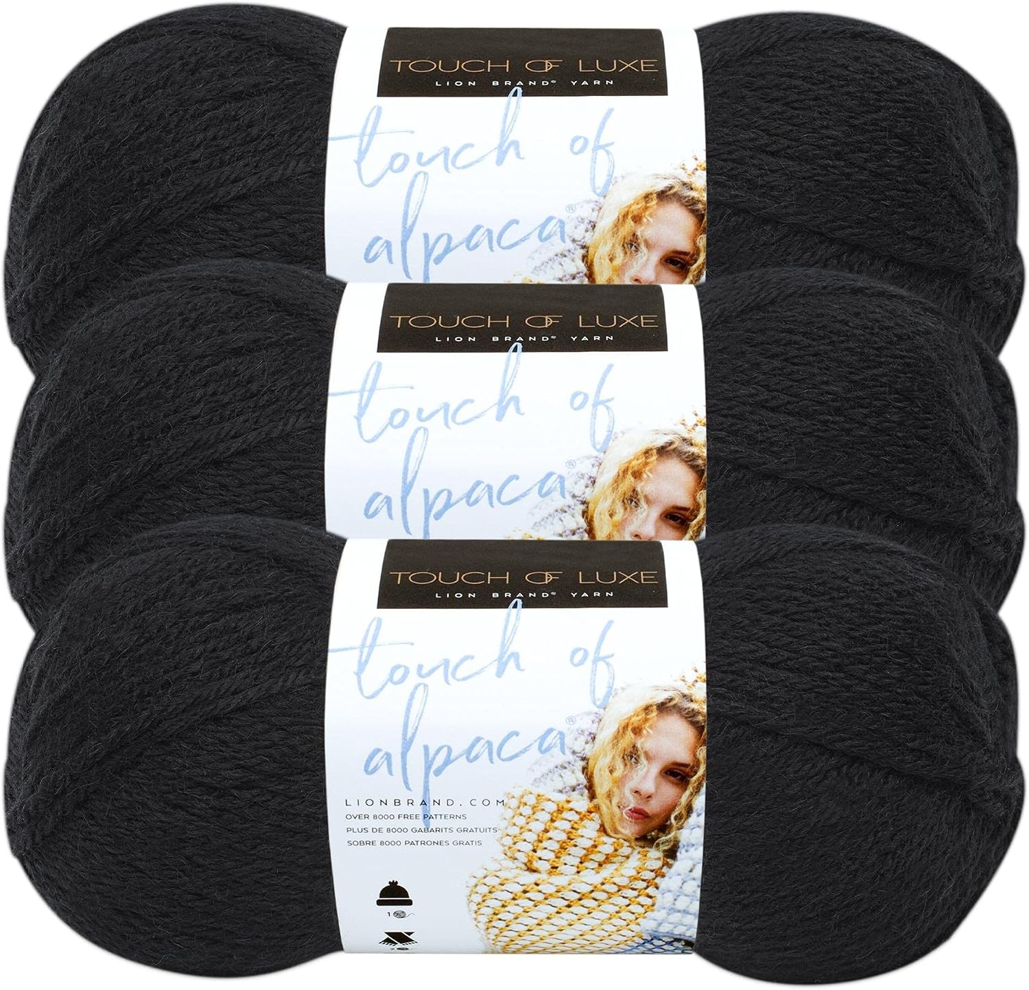 image:image3 Pack Lion Brand Yarn Touch of Alpaca Yarn CrimsonBlack