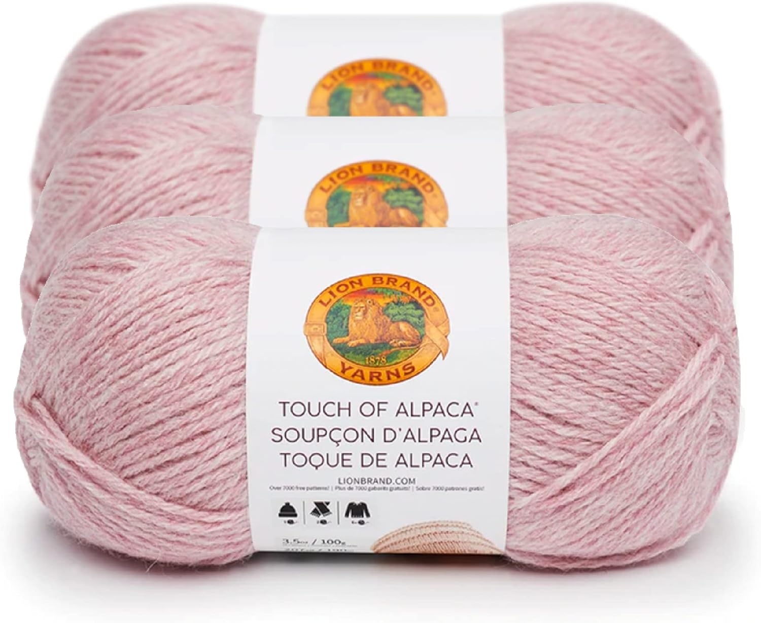 image:image3 Pack Lion Brand Yarn Touch of Alpaca Yarn CrimsonBlush