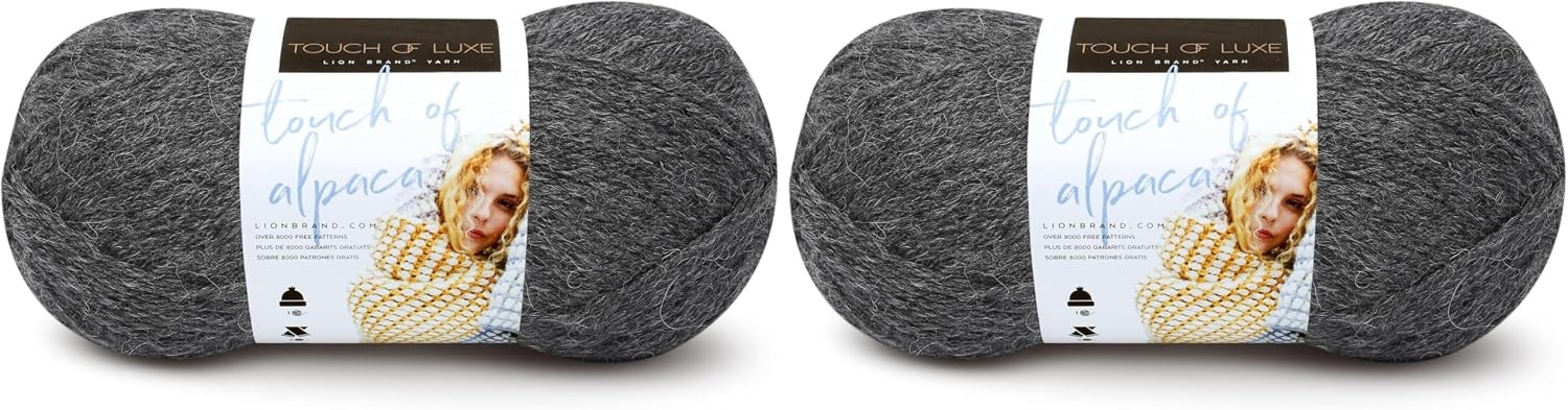 image:image3 Pack Lion Brand Yarn Touch of Alpaca Yarn CrimsonCharcoal