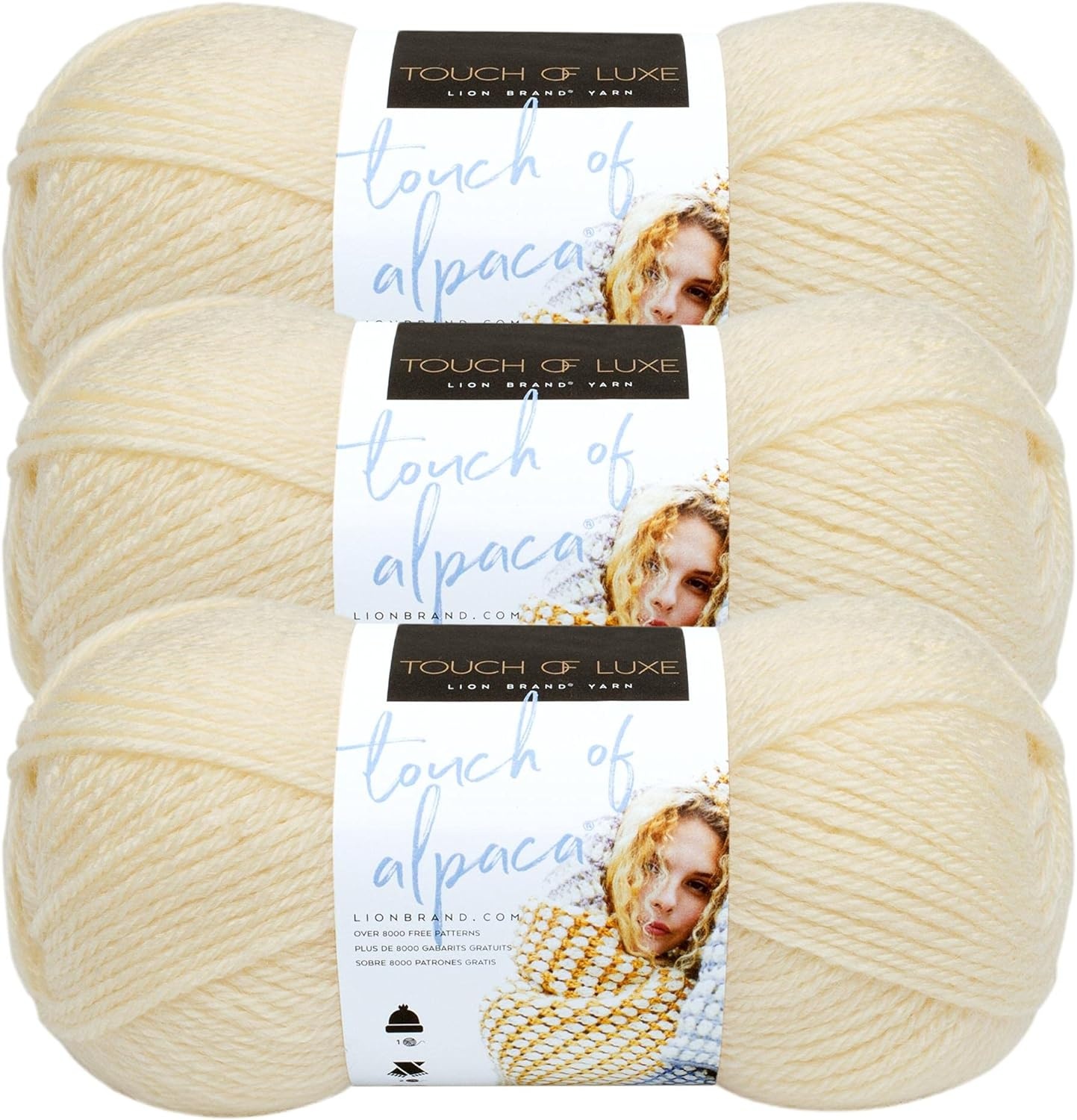 image:image3 Pack Lion Brand Yarn Touch of Alpaca Yarn CrimsonCream