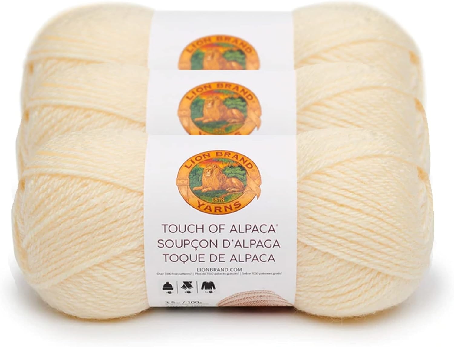 image:image3 Pack Lion Brand Yarn Touch of Alpaca Yarn CrimsonCream