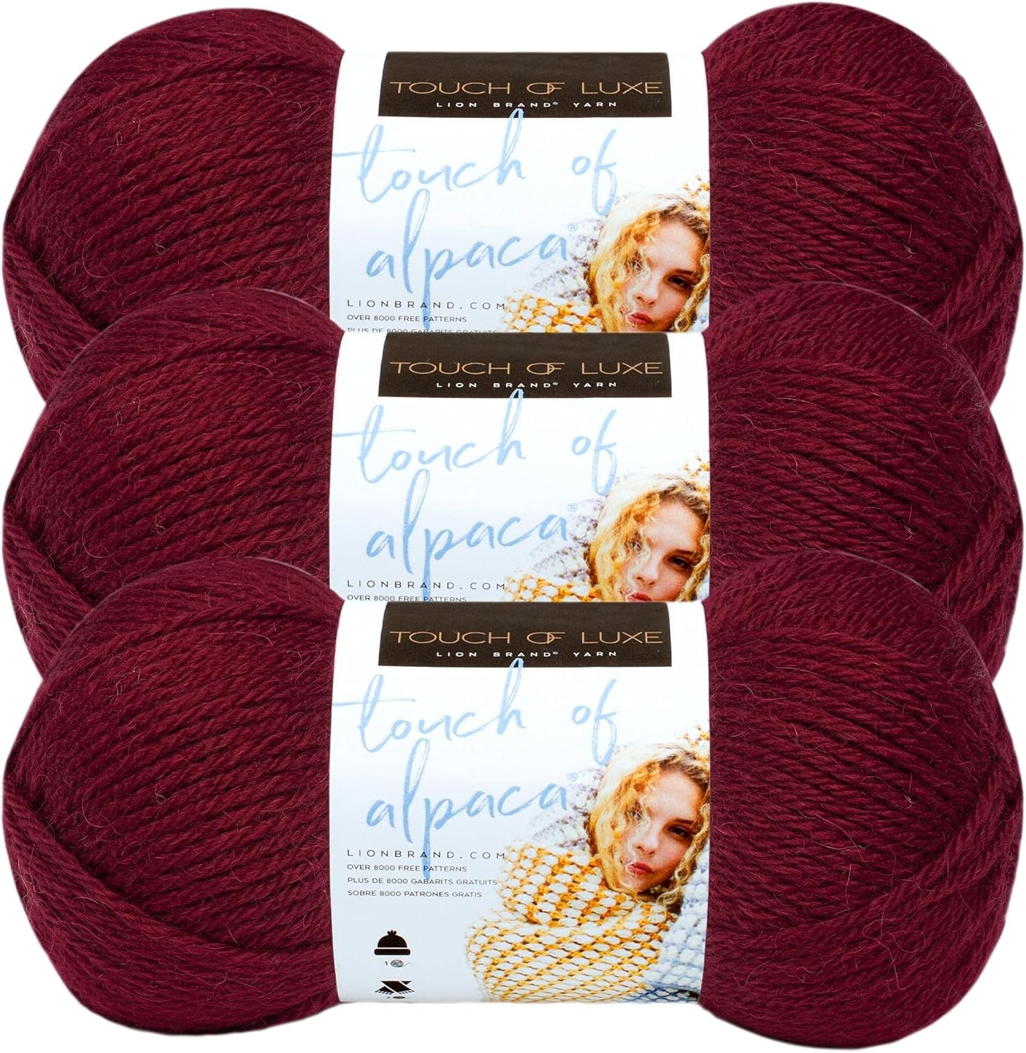 image:image3 Pack Lion Brand Yarn Touch of Alpaca Yarn CrimsonCrimson
