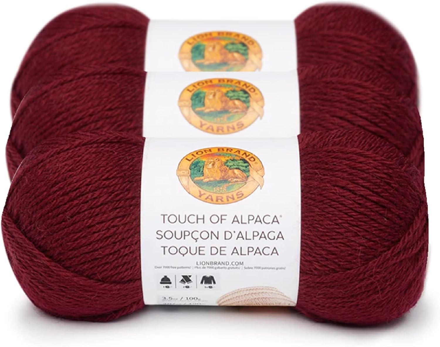 image:image3 Pack Lion Brand Yarn Touch of Alpaca Yarn CrimsonCrimson