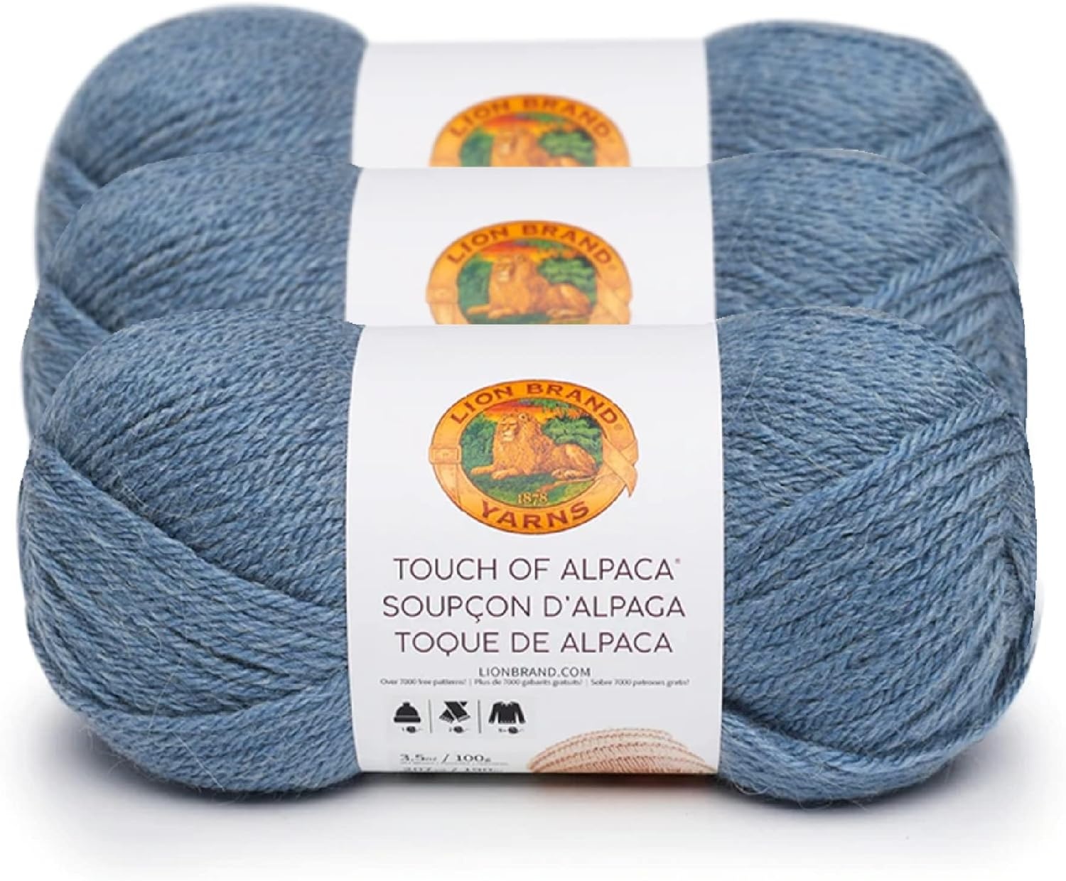 image:image3 Pack Lion Brand Yarn Touch of Alpaca Yarn CrimsonDusty Blue