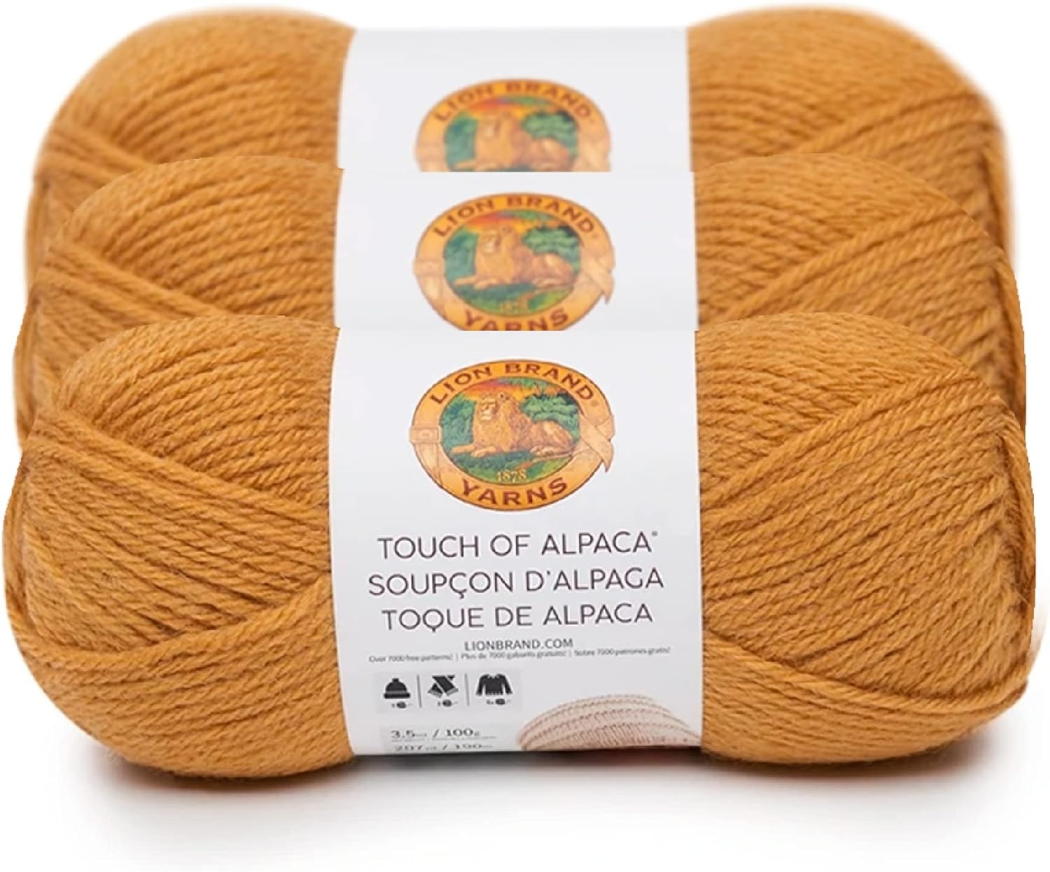 image:image3 Pack Lion Brand Yarn Touch of Alpaca Yarn CrimsonGoldenrod