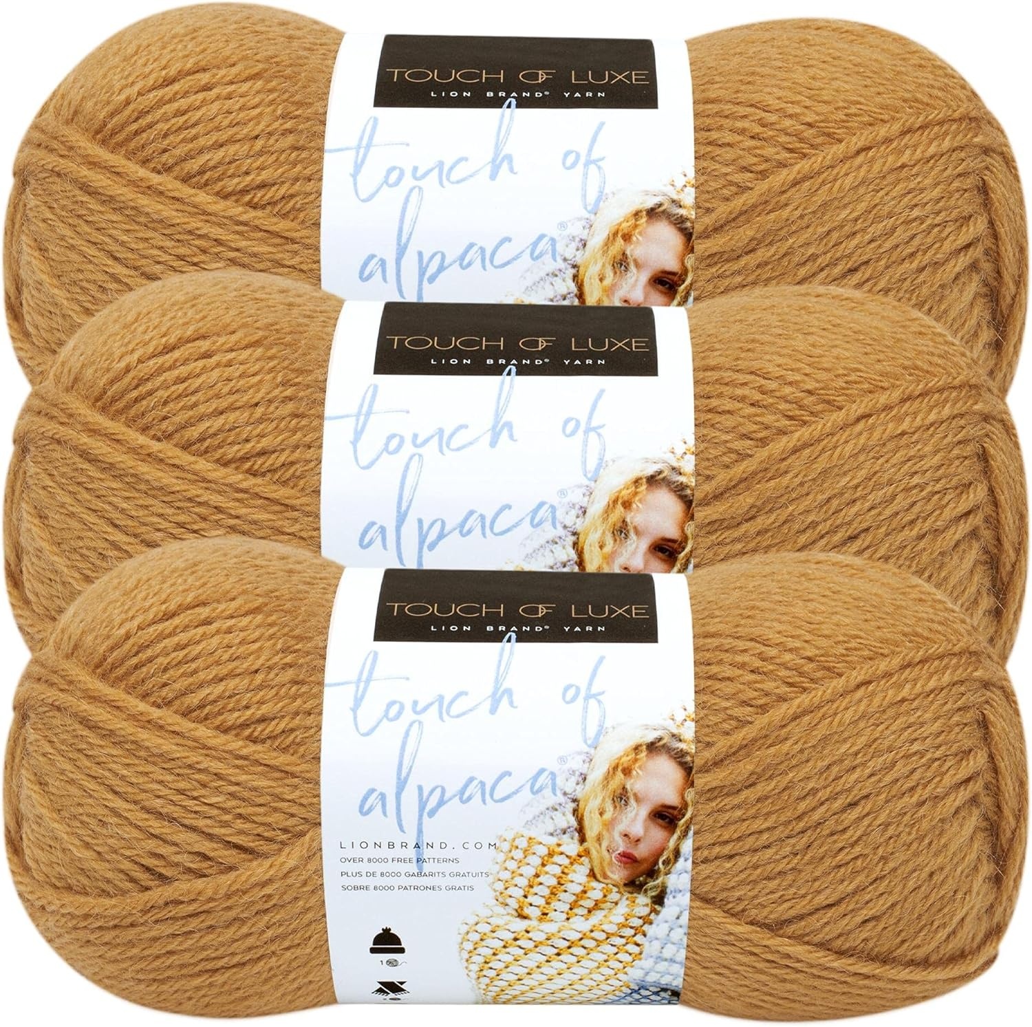image:image3 Pack Lion Brand Yarn Touch of Alpaca Yarn CrimsonGoldenrod