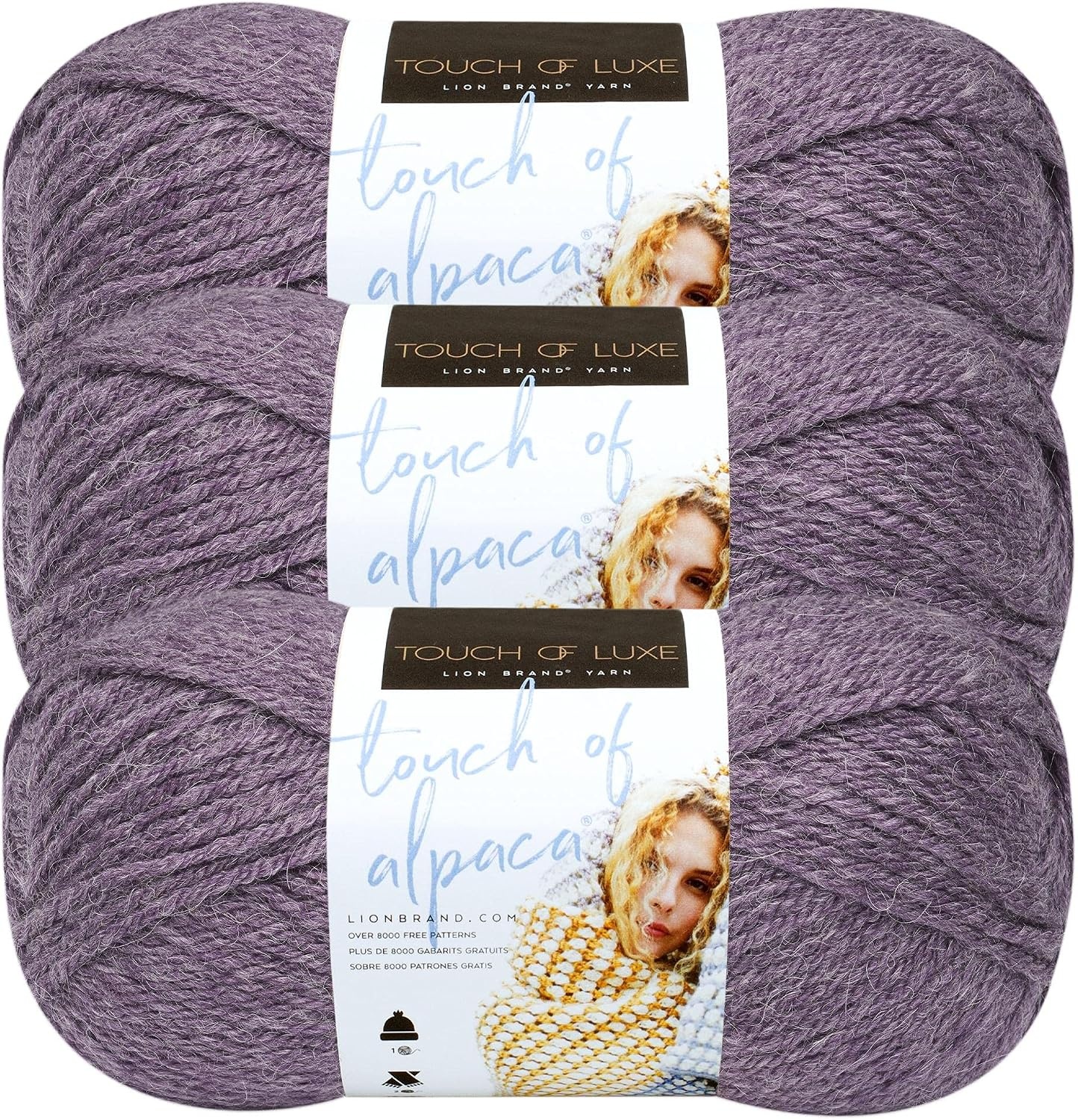 image:image3 Pack Lion Brand Yarn Touch of Alpaca Yarn CrimsonPurple Aster