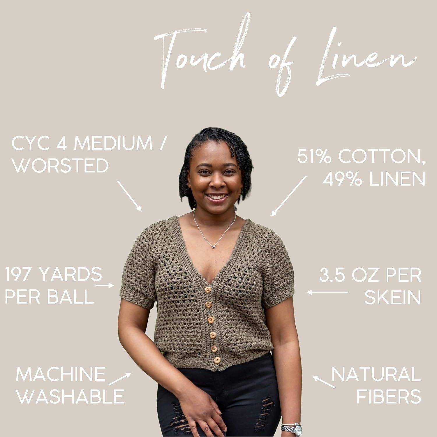 image:image3 Pack Lion Brand Yarn Touch of Linen Yarn Army