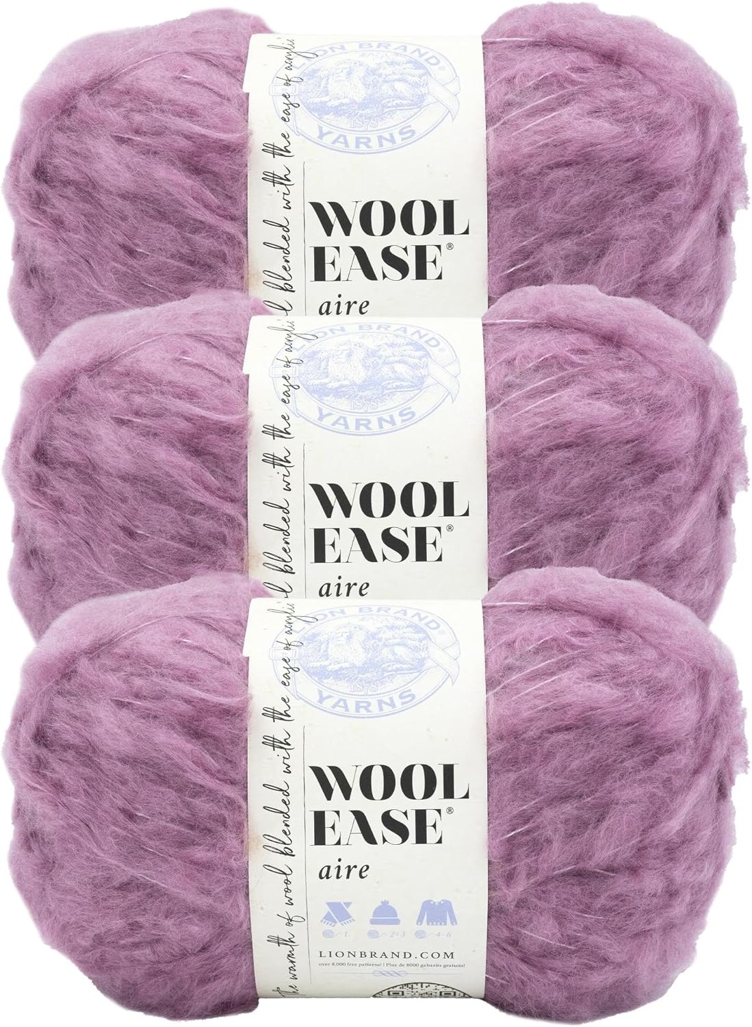 image:imageLion Brand WoolEase Aire Yarn Soft Yarn for Knitting Crochet and Crafts Buttercup 1 PackLilac