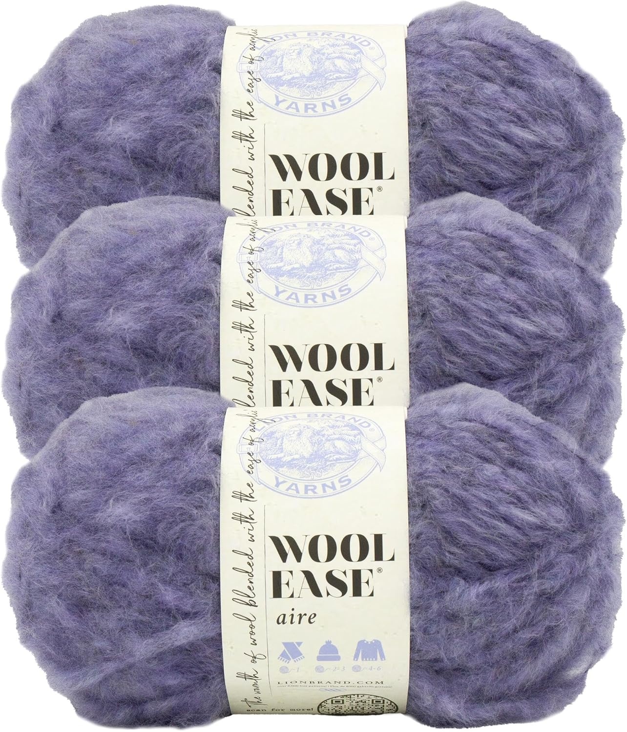 image:imageLion Brand WoolEase Aire Yarn Soft Yarn for Knitting Crochet and Crafts Buttercup 1 PackPurple Haze
