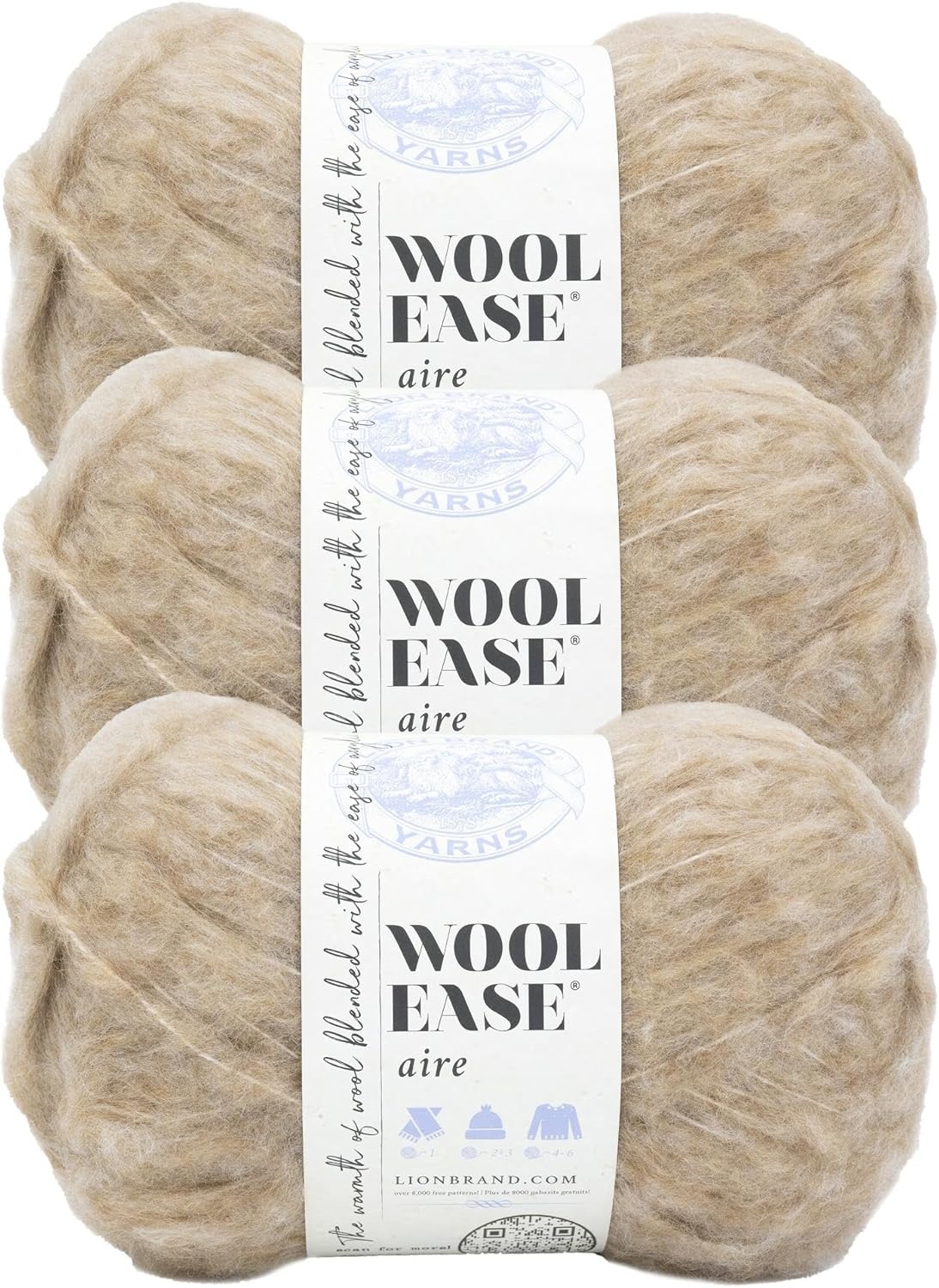 image:imageLion Brand WoolEase Aire Yarn Soft Yarn for Knitting Crochet and Crafts Buttercup 1 PackSand