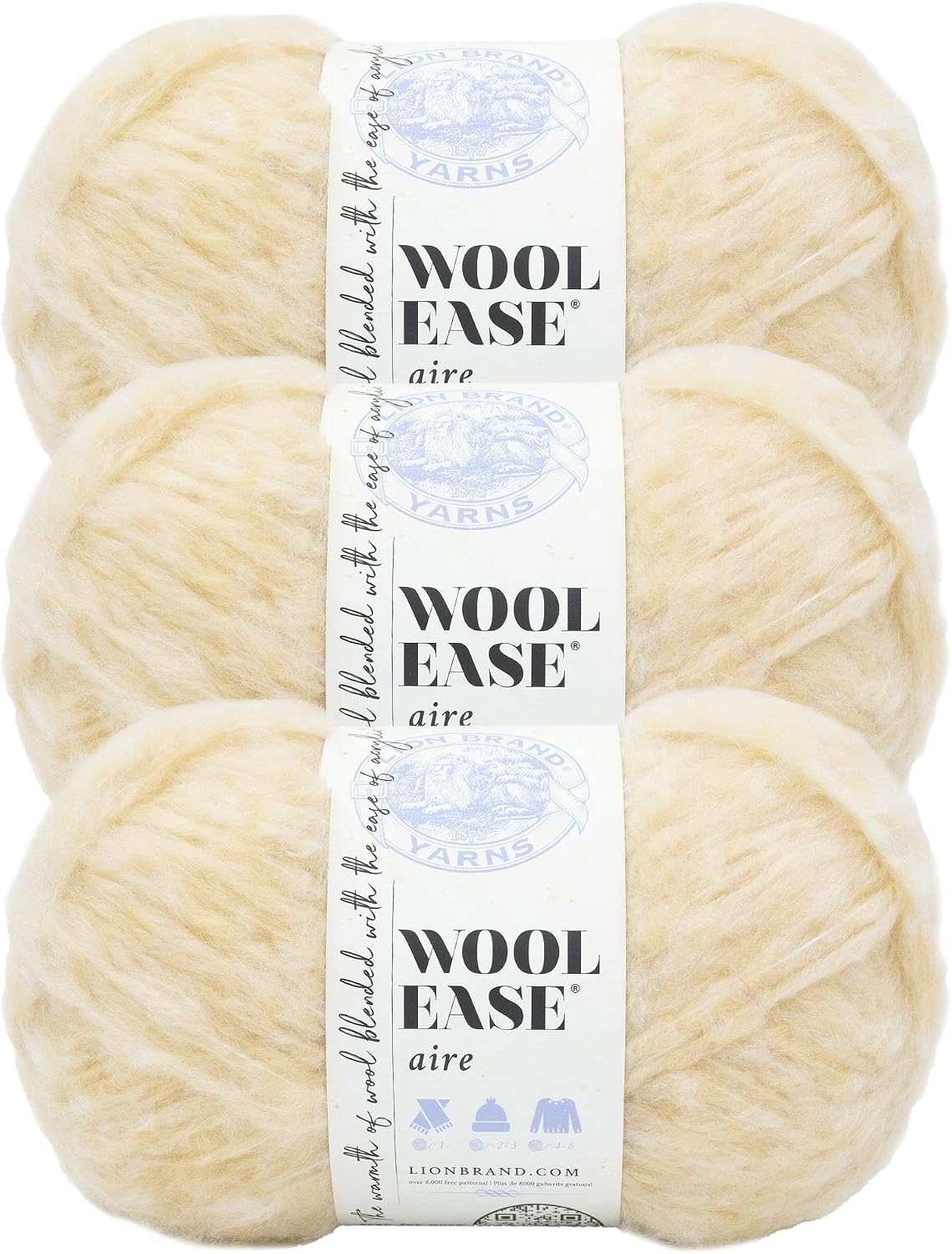 image:imageLion Brand WoolEase Aire Yarn Soft Yarn for Knitting Crochet and Crafts Buttercup 3 PackButtercup